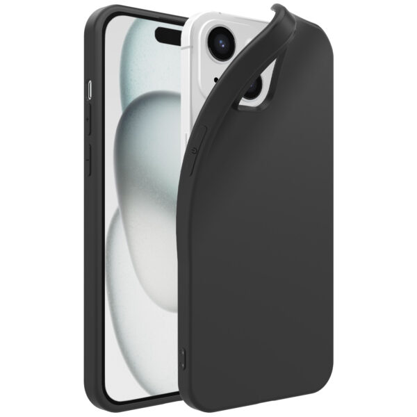 iPhone 15 Plus siliconen telefoonhoesje met zachte binnenkant zwart (1)