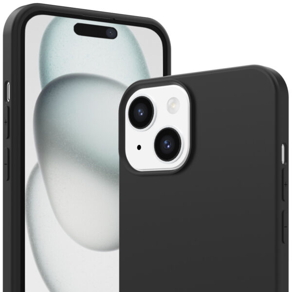 iPhone 15 Plus siliconen telefoonhoesje met zachte binnenkant zwart (2)