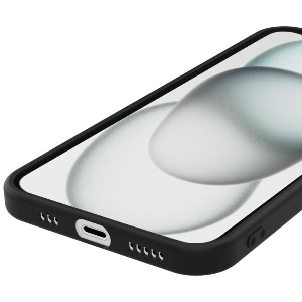 iPhone 15 Plus siliconen telefoonhoesje met zachte binnenkant zwart (3)