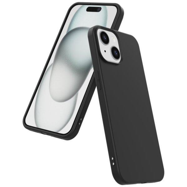 iPhone 15 Plus siliconen telefoonhoesje met zachte binnenkant zwart (4)