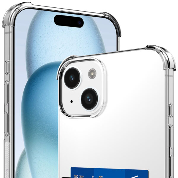 iPhone 15 Plus telefoonhoesje transparant met pasjeshouder en stootrand (2)