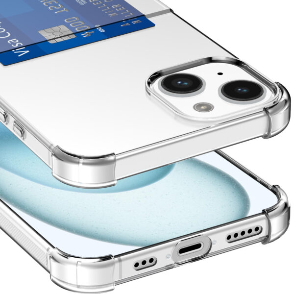 iPhone 15 Plus telefoonhoesje transparant met pasjeshouder en stootrand (6)