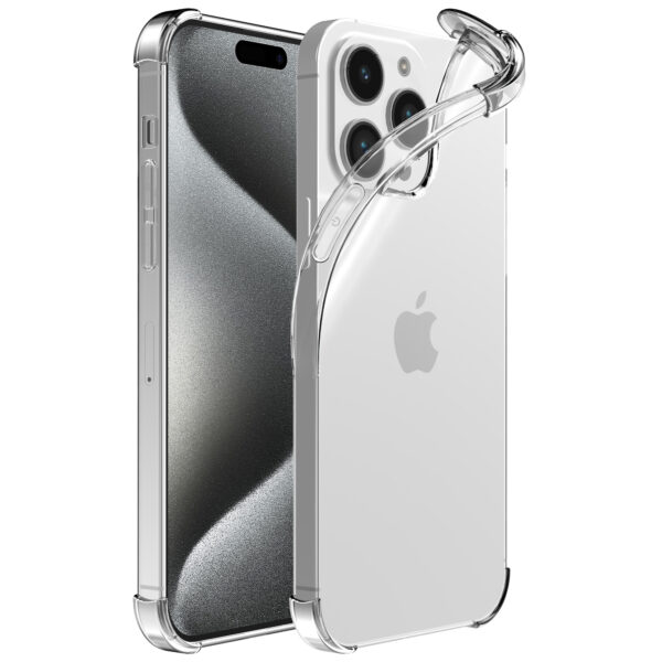iPhone 15 Pro Max siliconen telefoonhoesje met stootrand transparant (1)