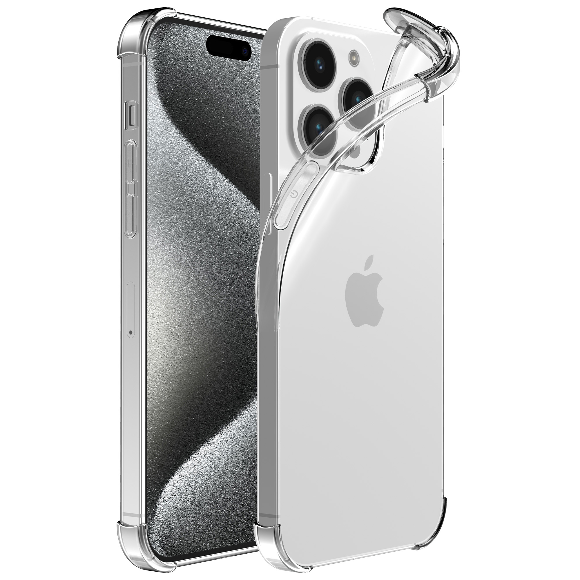 iPhone 15 Pro Max siliconen telefoonhoesje met stootrand transparant (1)