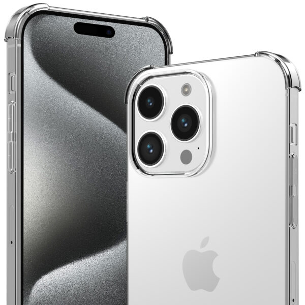 iPhone 15 Pro Max siliconen telefoonhoesje met stootrand transparant (2)