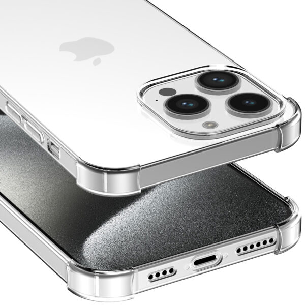 iPhone 15 Pro Max siliconen telefoonhoesje met stootrand transparant (4)