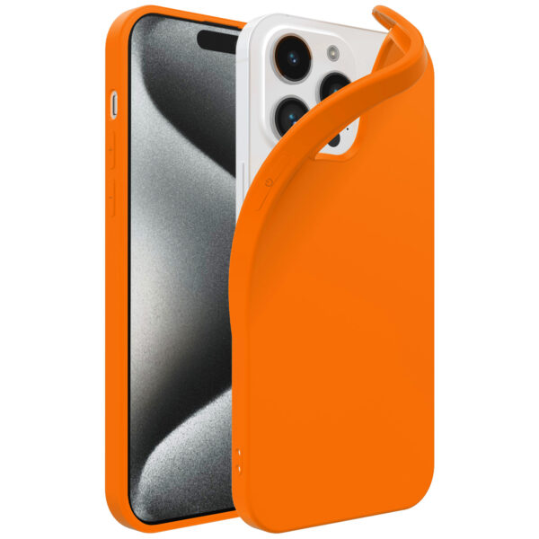 iPhone 15 Pro Max siliconen telefoonhoesje met zachte binnenkant oranje (1)