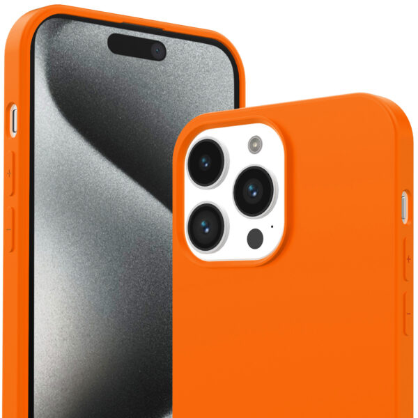 iPhone 15 Pro Max siliconen telefoonhoesje met zachte binnenkant oranje (2)