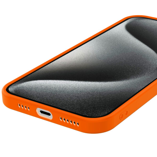 iPhone 15 Pro Max siliconen telefoonhoesje met zachte binnenkant oranje (3)