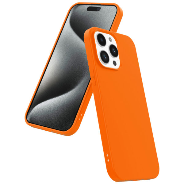 iPhone 15 Pro Max siliconen telefoonhoesje met zachte binnenkant oranje (4)