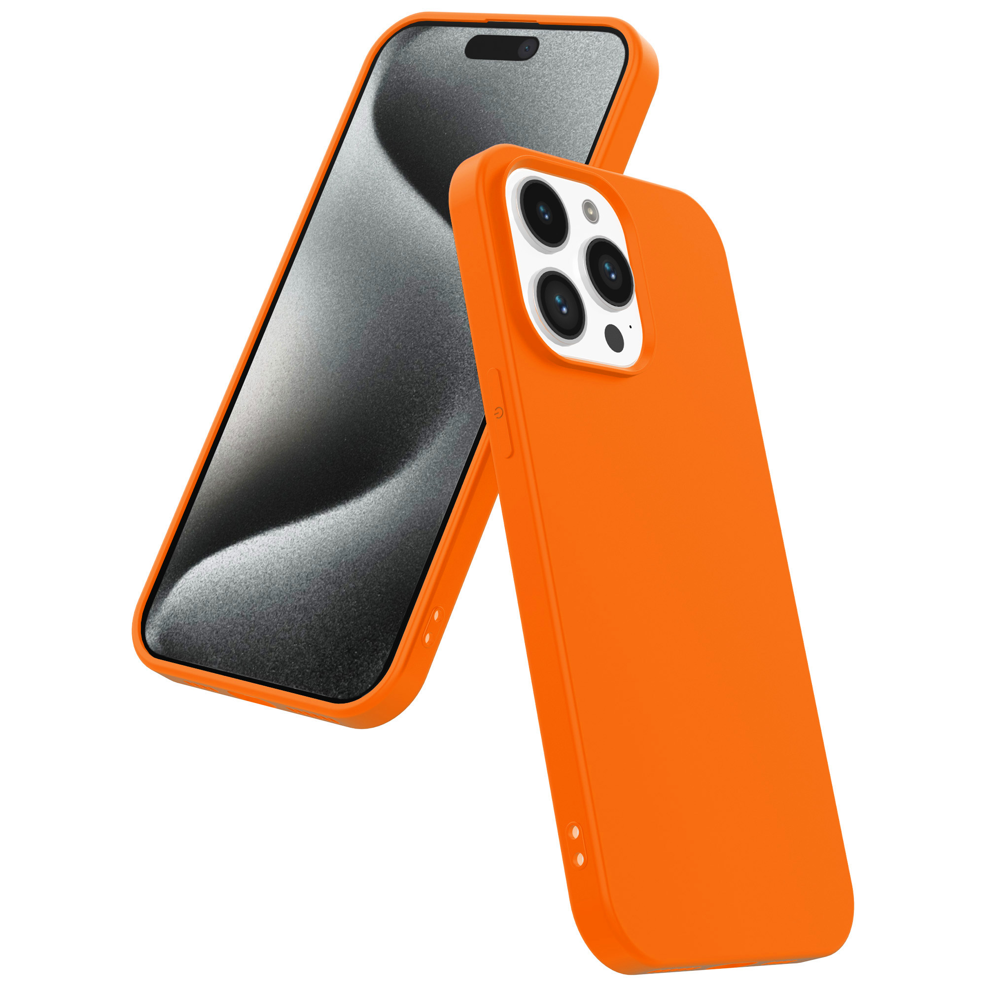 iPhone 15 Pro Max siliconen telefoonhoesje met zachte binnenkant oranje (4)