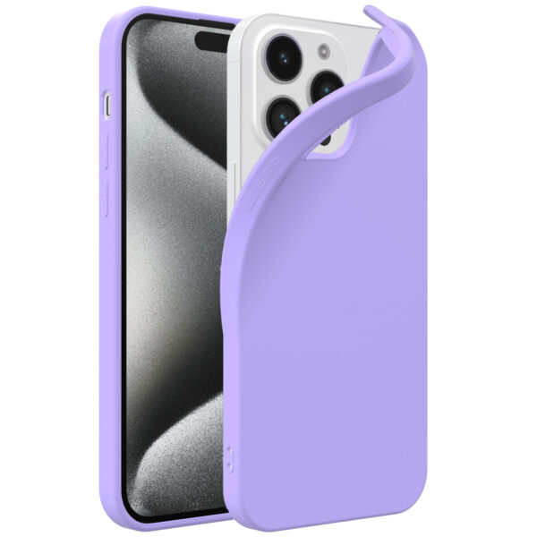 iPhone 15 Pro Max siliconen telefoonhoesje met zachte binnenkant paars (1)