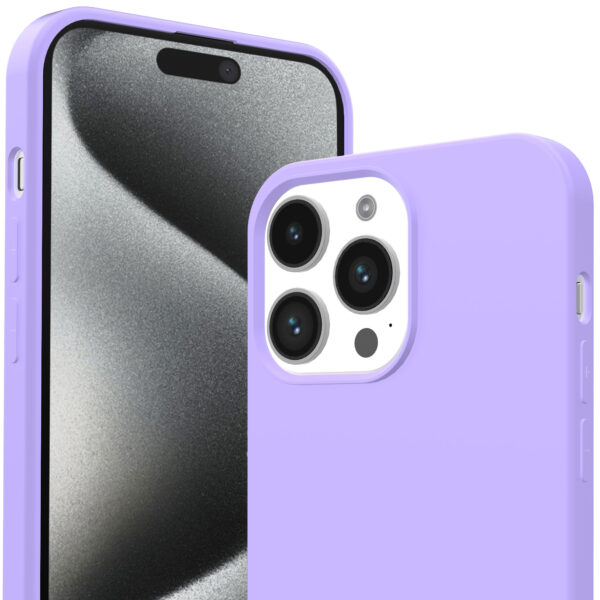 iPhone 15 Pro Max siliconen telefoonhoesje met zachte binnenkant paars (2)