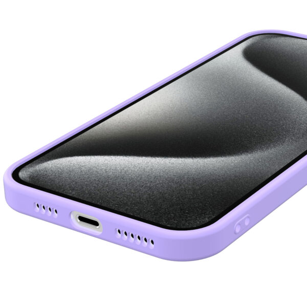 iPhone 15 Pro Max siliconen telefoonhoesje met zachte binnenkant paars (3)