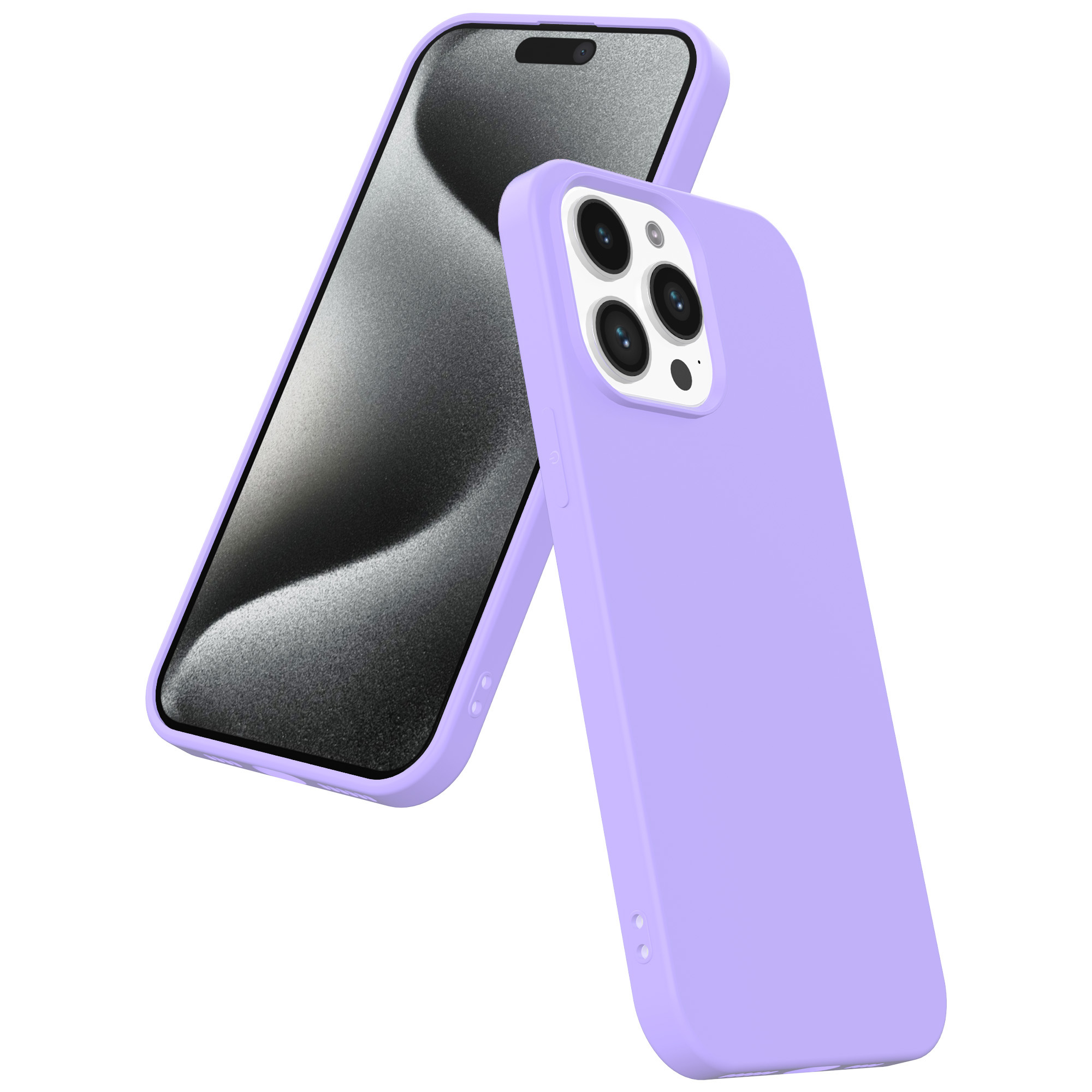 iPhone 15 Pro Max siliconen telefoonhoesje met zachte binnenkant paars (4)