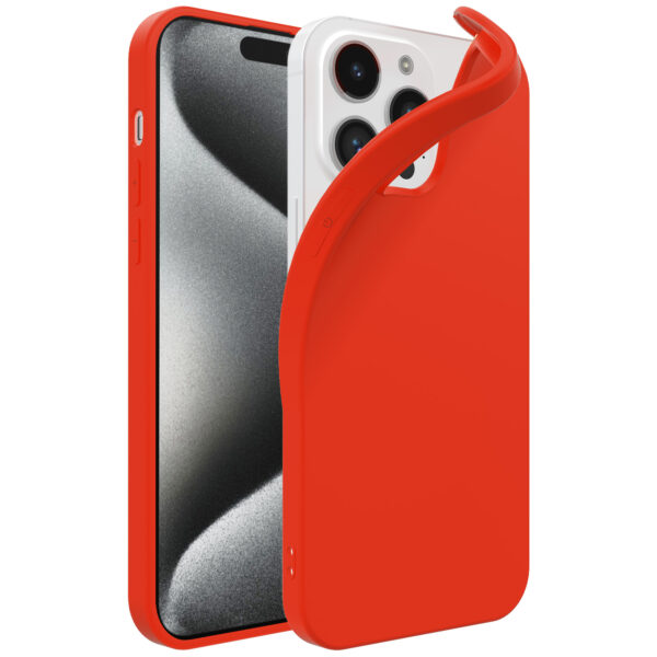 iPhone 15 Pro Max siliconen telefoonhoesje met zachte binnenkant rood (1)