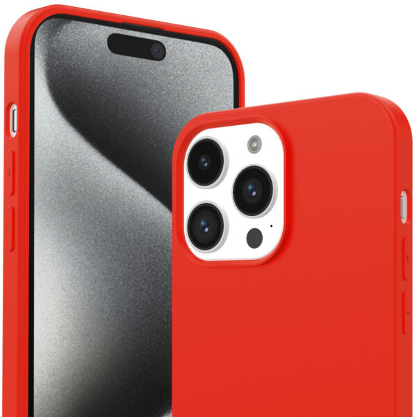 iPhone 15 Pro Max siliconen telefoonhoesje met zachte binnenkant rood (2)
