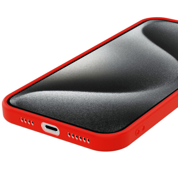 iPhone 15 Pro Max siliconen telefoonhoesje met zachte binnenkant rood (3)