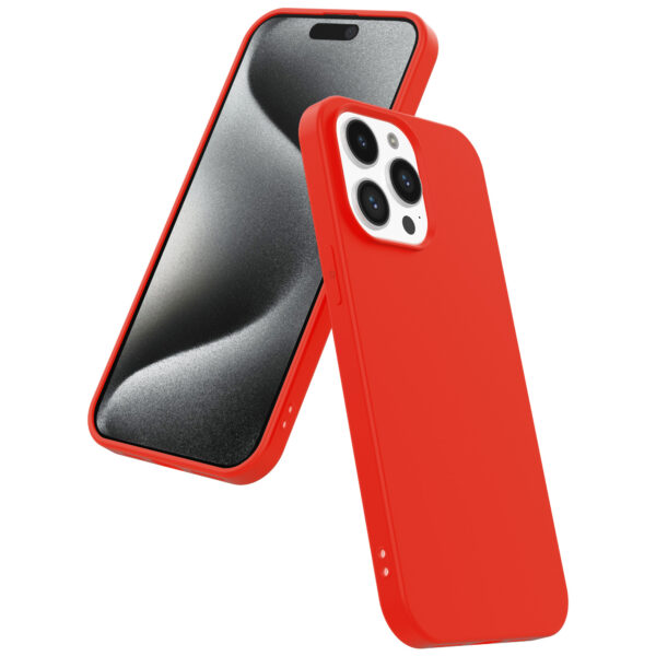 iPhone 15 Pro Max siliconen telefoonhoesje met zachte binnenkant rood (4)