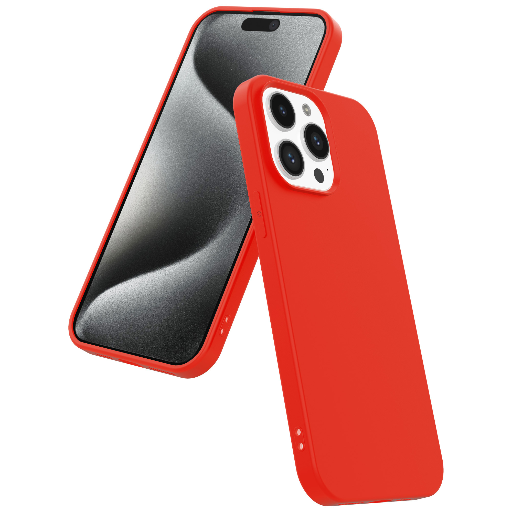 iPhone 15 Pro Max siliconen telefoonhoesje met zachte binnenkant rood (4)