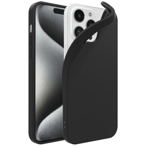 iPhone 15 Pro Max siliconen telefoonhoesje met zachte binnenkant zwart (1)