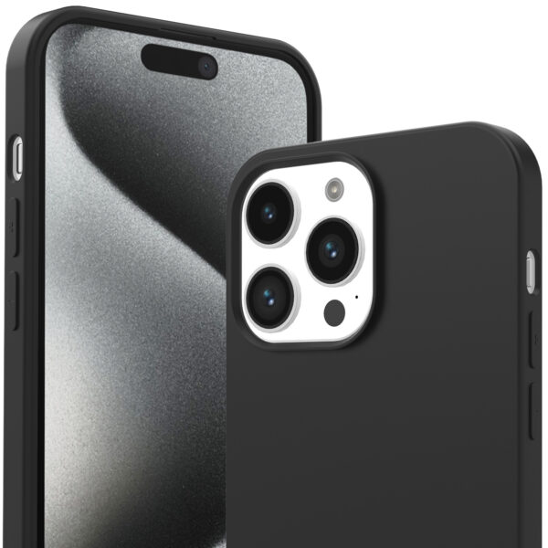 iPhone 15 Pro Max siliconen telefoonhoesje met zachte binnenkant zwart (2)