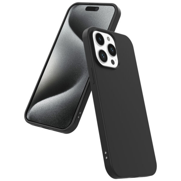 iPhone 15 Pro Max siliconen telefoonhoesje met zachte binnenkant zwart (4)