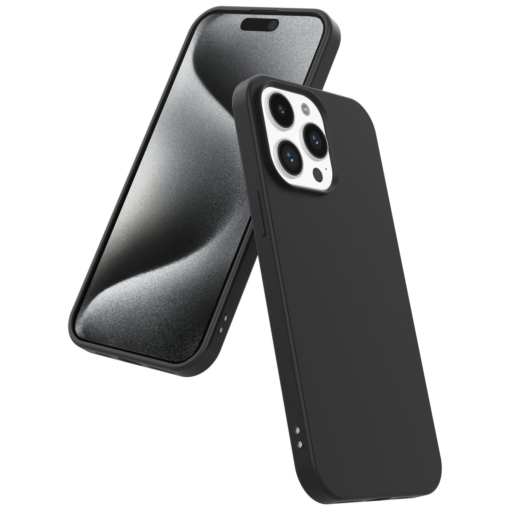 iPhone 15 Pro Max siliconen telefoonhoesje met zachte binnenkant zwart (4)