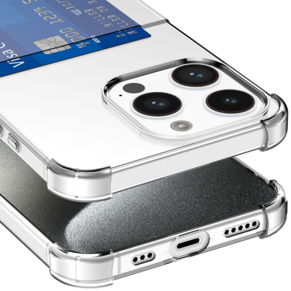 iPhone 15 Pro Max telefoonhoesje transparant met pasjeshouder en stootrand (6)