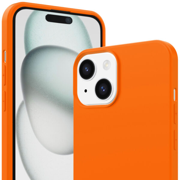 iPhone 15 siliconen telefoonhoesje met zachte binnenkant oranje (2)