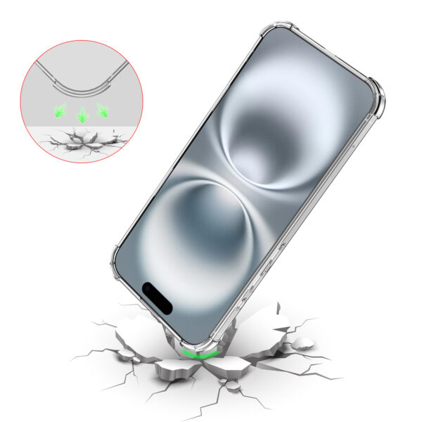 iPhone 16 Plus siliconen telefoonhoesje met stootrand transparant (6)