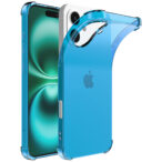 iPhone 16 Plus siliconen telefoonhoesje met stootrand transparant blauw (1)