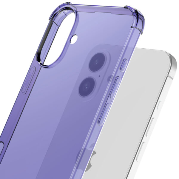 iPhone 16 Plus siliconen telefoonhoesje met stootrand transparant donker blauw (5)