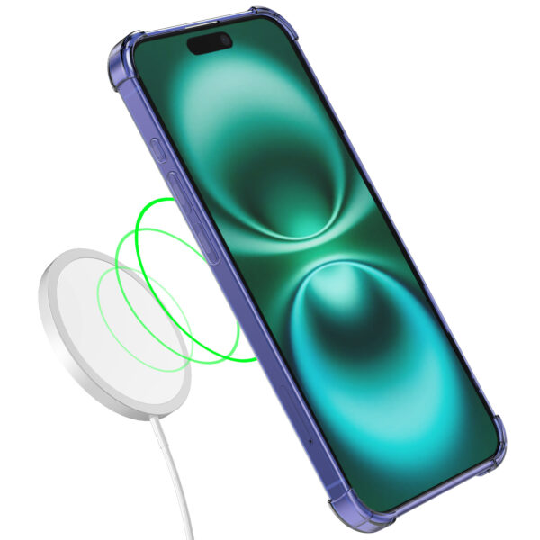 iPhone 16 Plus siliconen telefoonhoesje met stootrand transparant donkerblauw (3)