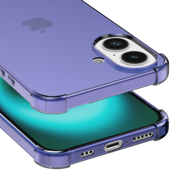 iPhone 16 Plus siliconen telefoonhoesje met stootrand transparant donkerblauw (4)