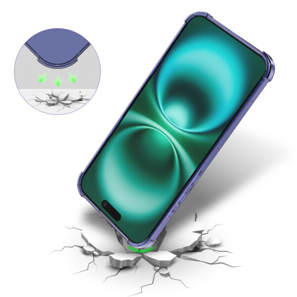 iPhone 16 Plus siliconen telefoonhoesje met stootrand transparant donkerblauw (6)