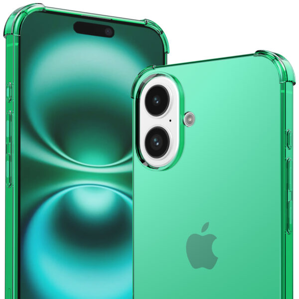 iPhone 16 Plus siliconen telefoonhoesje met stootrand transparant groen (2)