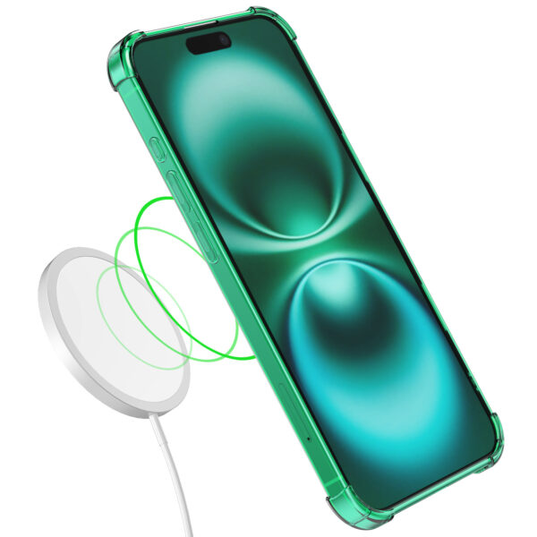 iPhone 16 Plus siliconen telefoonhoesje met stootrand transparant groen (3)