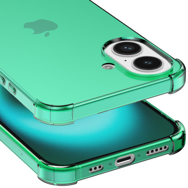 iPhone 16 Plus siliconen telefoonhoesje met stootrand transparant groen (4)