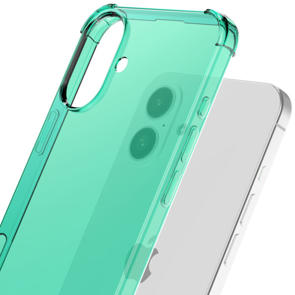 iPhone 16 Plus siliconen telefoonhoesje met stootrand transparant groen (5)