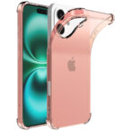 iPhone 16 Plus siliconen telefoonhoesje met stootrand transparant lichtroze (1)