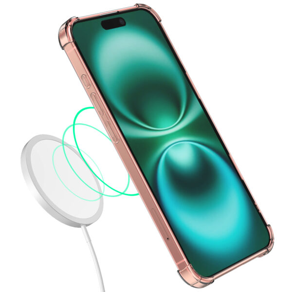 iPhone 16 Plus siliconen telefoonhoesje met stootrand transparant lichtroze (3)