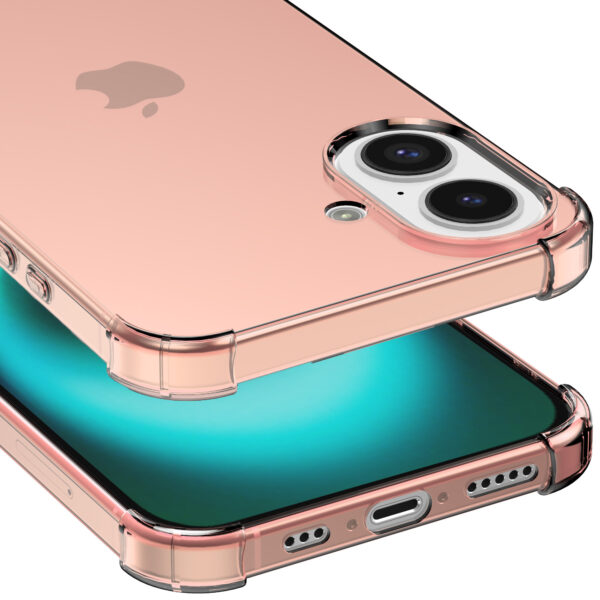 iPhone 16 Plus siliconen telefoonhoesje met stootrand transparant lichtroze (4)