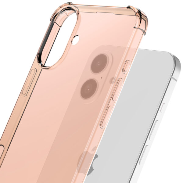 iPhone 16 Plus siliconen telefoonhoesje met stootrand transparant lichtroze (5)