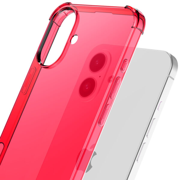 iPhone 16 Plus siliconen telefoonhoesje met stootrand transparant neon roze (5)
