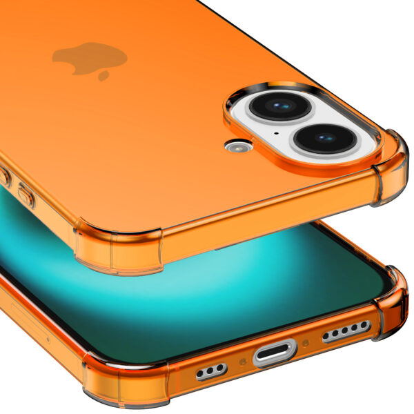 iPhone 16 Plus siliconen telefoonhoesje met stootrand transparant oranje (4)