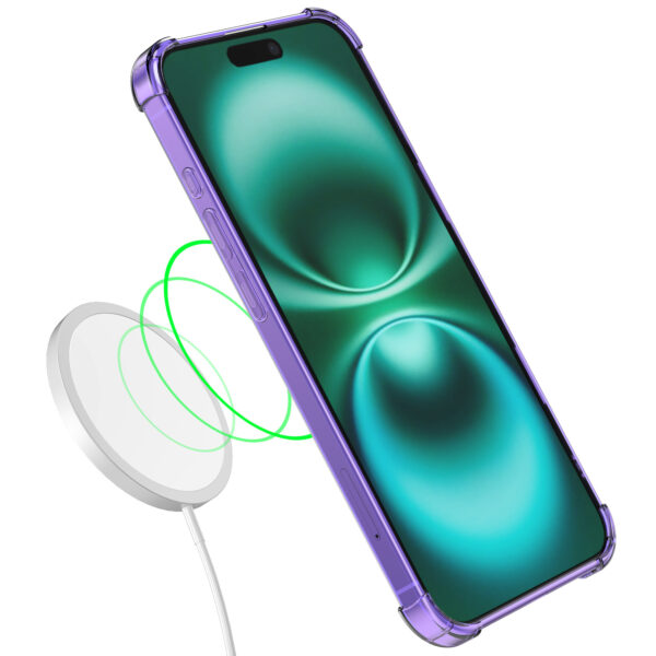 iPhone 16 Plus siliconen telefoonhoesje met stootrand transparant paars (3)