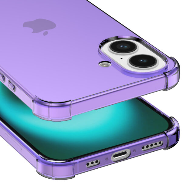 iPhone 16 Plus siliconen telefoonhoesje met stootrand transparant paars (4)