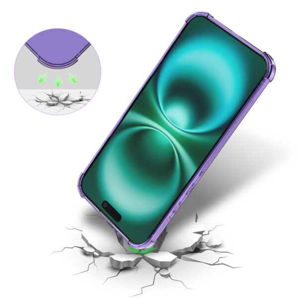 iPhone 16 Plus siliconen telefoonhoesje met stootrand transparant paars (6)