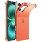 iPhone 16 Plus siliconen telefoonhoesje met stootrand transparant rood (1)